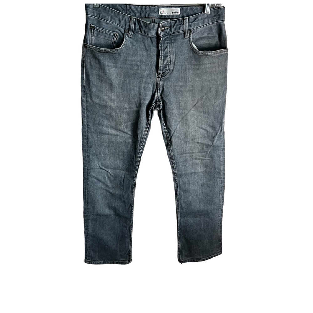 Cello C5 Regular Fit Button Fly‎ Gray Straight Denim Jeans